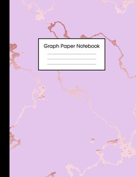 portada Graph Paper Notebook: Beautiful Purple Marble and Rose Gold - 8.5 x 11 - 5 x 5 Squares per inch, Quad Ruled - Cute Graph Paper Composition N