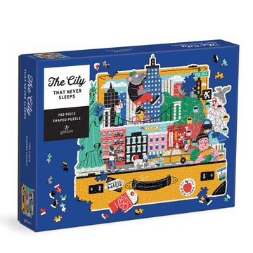 portada Galison the City That Never Sleeps 750 Piece Shaped Puzzle - new York City Themed Shaped Jigsaw Puzzle for Adults, Thick and Sturdy Pieces, Challenging and fun Indoor Activity!