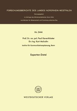 portada Experten-Datei (Forschungsberichte des Landes Nordrhein-Westfalen) (German Edition)