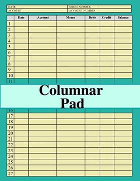 portada Columnar Pad: General Ledger Accounting Book,Sized: 8. 5X11 ,120 Pages ,6 Columns and 27 Ligne,For Recording Income & Expenses 