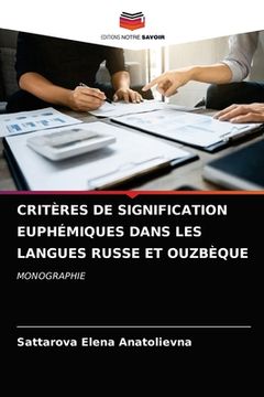 portada Critères de Signification Euphémiques Dans Les Langues Russe Et Ouzbèque (en Francés)