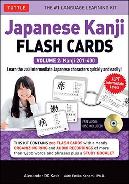 portada Japanese Kanji Flash Cards kit Volume 2: Kanji 201-400: Jlpt Intermediate Level: Learn 200 Japanese Characters With Native Speaker Online Audio, Sample Sentences & Compound Words (en Inglés)