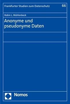 portada Anonyme und Pseudonyme Daten (in German)