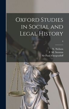 portada Oxford Studies in Social and Legal History; 4