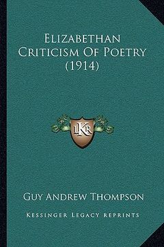 portada elizabethan criticism of poetry (1914)