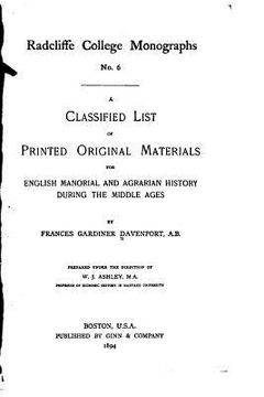 portada A Classifed List of Printed Original Materials (en Inglés)