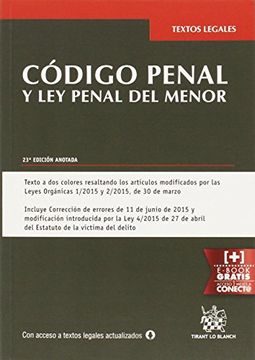 portada Código penal y ley penal del menor 23ª Ed. 2015 (Textos Legales)