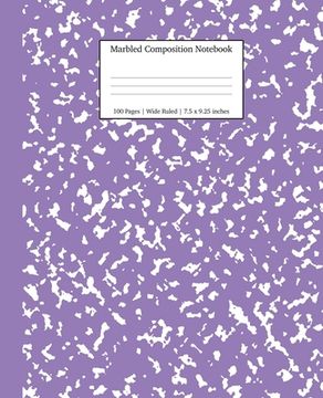 portada Marbled Composition Notebook: Lavender Marble Wide Ruled Paper Subject Book 