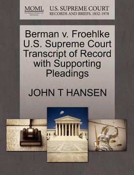 portada berman v. froehlke u.s. supreme court transcript of record with supporting pleadings