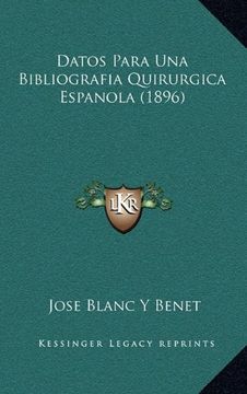 portada Datos Para una Bibliografia Quirurgica Espanola (1896)