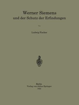 portada Werner Siemens und der Schutz der Erfindungen (German Edition)