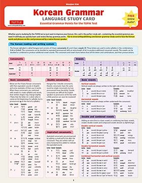 portada Korean Grammar Language Study Card: Essential Grammar Points for the Topik Test (Includes Online Audio) (en Inglés)