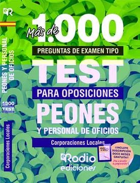 portada Peones y Personal de Oficios. Corporaciones Locales. Más de 1. 000 Preguntas de Examen Tipo Test Para Oposiciones. (in Spanish)