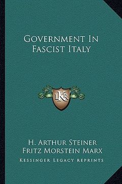 portada government in fascist italy (en Inglés)