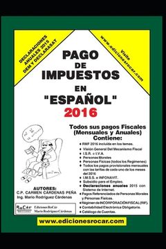 portada Pago de Impuestos en Español 2016: Exclusivo para contribuyentes fiscales en México