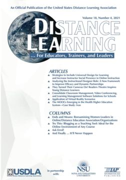 portada Distance Learning: Volume 18 #4 (Distance Learning Journal) (en Inglés)