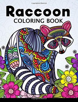 portada Raccoon Coloring Book: Cute Animal Stress-Relief Coloring Book for Adults and Grown-Ups 