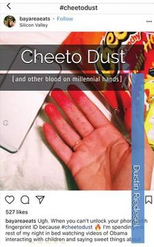 portada Cheeto Dust: (and other blood on millennial hands)