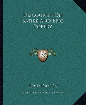 portada discourses on satire and epic poetry (in English)