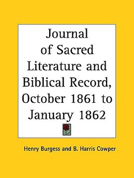 portada journal of sacred literature and biblical record, october 1861 to january 1862