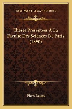 portada Theses Presentees A La Faculte Des Sciences De Paris (1890) (en Francés)