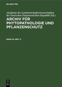 portada Archiv für Phytopathologie und Pflanzenschutz. Band 16, Heft 4 