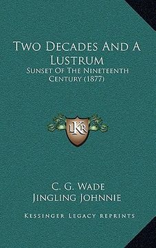 portada two decades and a lustrum: sunset of the nineteenth century (1877) (in English)