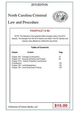 portada North Carolina Criminal Law and Procedure-Pamphlet 86 (en Inglés)