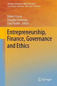 portada Entrepreneurship, Finance, Governance and Ethics (Advances in Business Ethics Research) (en Inglés)