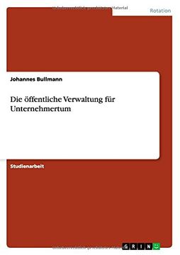 portada Die Offentliche Verwaltung Fur Unternehmertum (German Edition)