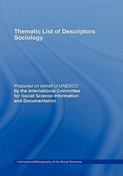 portada thematic list of descriptors - sociology (en Inglés)