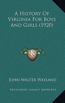 portada a history of virginia for boys and girls (1920) (en Inglés)