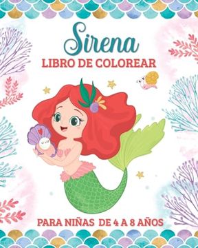 portada Sirena Libro de Colorear para Niñas de 4 a 8 años: 49 Diseños Fáciles con Sirenas, Delfines y Caballitos de Mar