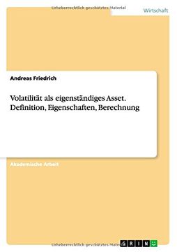 portada Volatilitat ALS Eigenstandiges Asset. Definition, Eigenschaften, Berechnung (German Edition)