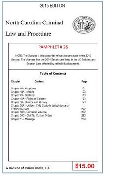 portada North Carolina Criminal Law and Procedure-Pamphlet 26 (en Inglés)