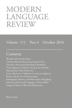 portada Modern Language Review (111: 4) October 2016 (en Inglés)