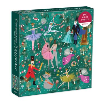 portada Enchanted Nutcracker 500 Piece Puzzle From Galison - Colorful and Whimsical Illustrated Jigsaw Puzzle of the Beloved Holiday Classic, 20" x 20", Makes a Wonderful Gift