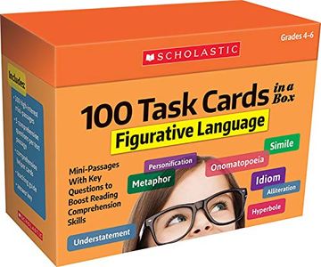 portada 100 Task Cards in a Box: Figurative Language: Mini-Passages With key Questions to Boost Reading Comprehension Skills (en Inglés)