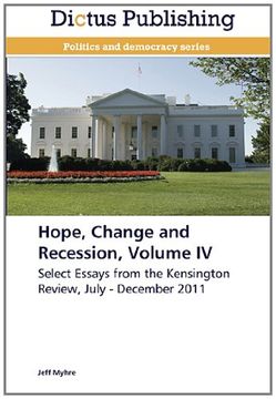 portada Hope, Change and Recession, Volume IV: Select Essays from the Kensington Review, July - December 2011