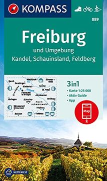 portada Kompass Wanderkarte 889 Freiburg und Umgebung, Kandel, Schauinsland, Feldberg 3In1 Wanderkarte 1: 25000 mit Aktiv Guide Inklusive Karte zur Offline Verwendung in der Kompass-App. Fahrradfahren.