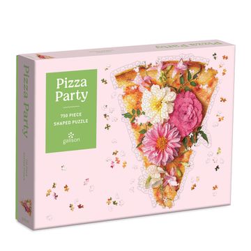 portada Pizza Party 750 Piece Shaped Puzzle From Galison - Featuring a Unique Die-Cut Pizza Slice With Flower Toppings, 20" x 27. 5", fun and Challenging Puzzle Guaranteed to Make you Smile!