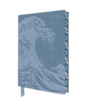 portada Katsushika Hokusai: The Great Wave 2025 Artisan art Vegan Leather Diary Planner - Page to View With Notes