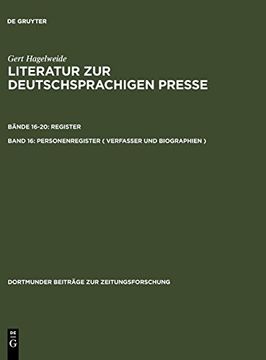 portada Literatur zur Deutschsprachigen Presse: Vol. 16: Personenregister (en Alemán)