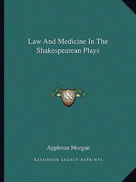 portada law and medicine in the shakespearean plays (en Inglés)