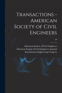 portada Transactions - American Society of Civil Engineers; 20 (en Inglés)