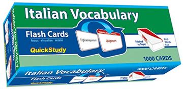 portada Italian Vocabulary Flash Cards (1000 Cards): A Quickstudy Reference Tool (in English)