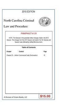 portada North Carolina Criminal Law and Procedure-Pamphlet 19 (en Inglés)