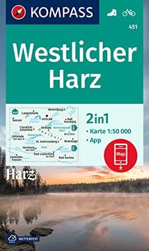 portada Kompass Wanderkarte 451 Westlicher Harz 1: 50000 Wanderkarte mit Aktiv Guide und Radwegen. Gps-Genau. (en Alemán)