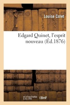 portada Edgard Quinet, l'esprit nouveau (in French)
