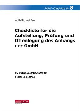 portada Farr, Checkliste 8 (Anhang der Gmbh), 8. A. (en Alemán)